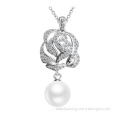 OUXI Elegant Jewelry Flower Rose Pendant With Pearl For Female